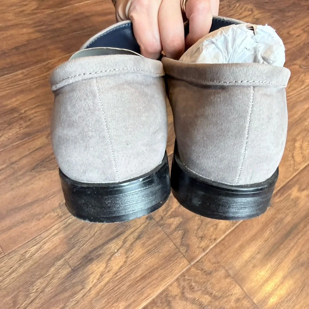 Elegant Gray Loafers with Metal Detail